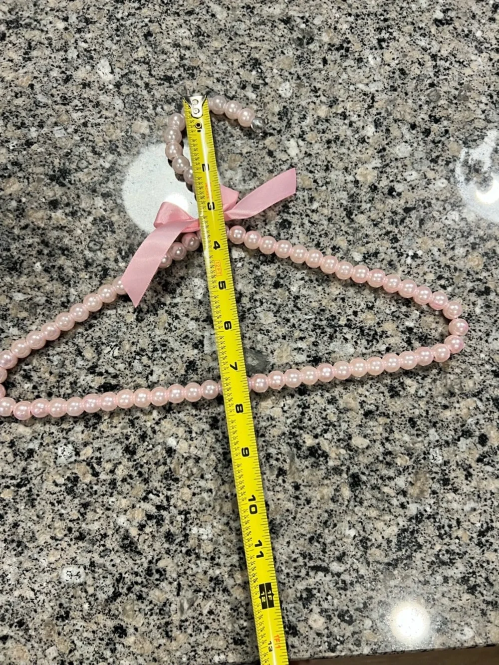 Set of 5 Pink Pearl Beaded Hangers with Ribbon Bows